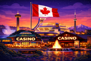 this is fictional vector image of land based casinos in canada