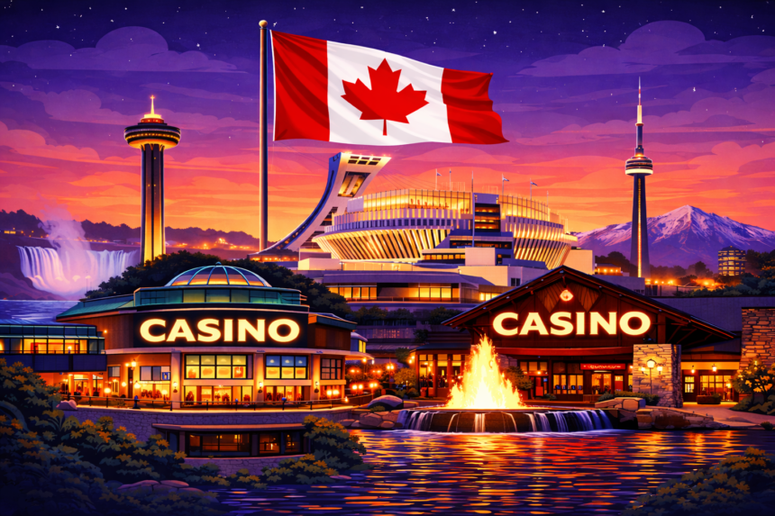 this is fictional vector image of land based casinos in canada